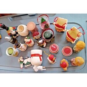 22 Piece Christmas Candles, Bells, Ornaments and Warmer Lot